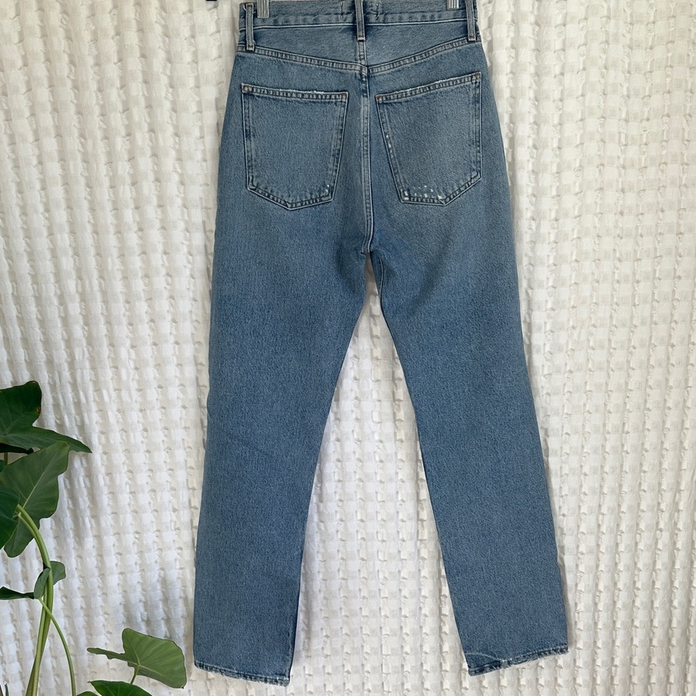 Agolde Denim Straight Leg High Waisted Distressed Jeans 25 Organic Cotton - Picture 5 of 17